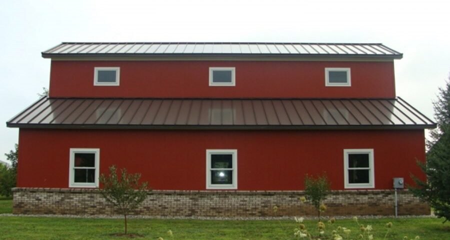 Newly built galvanized steel barndominiums in Sahuarita, Arizona showcasing modern architecture and sturdy design